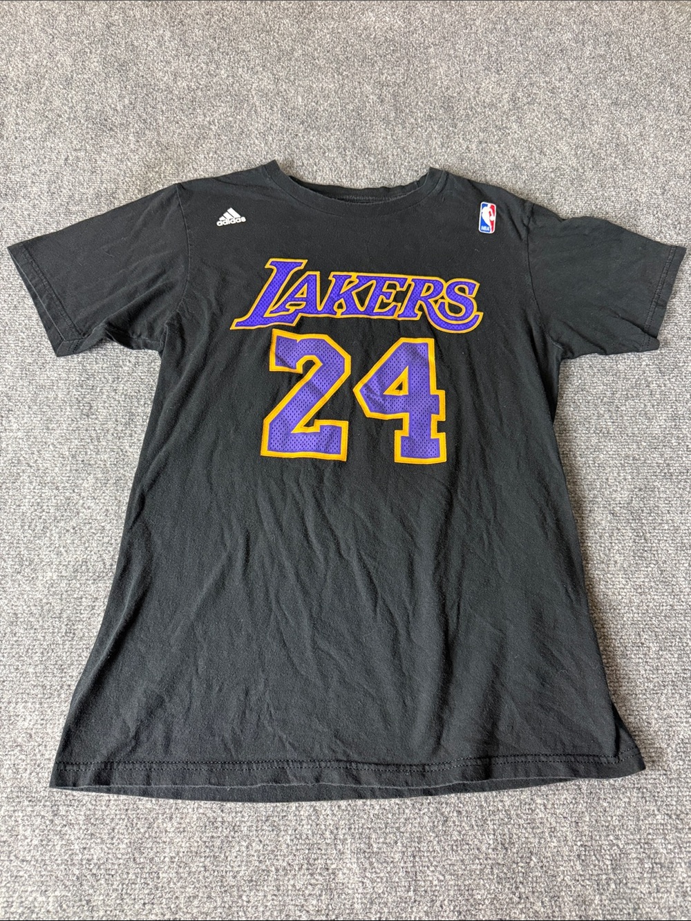 adidas Black Los Angeles Lakers #24 Tee with Purple and Gold Graphics